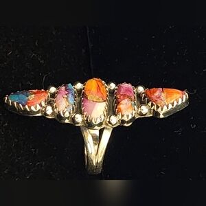 Multi Elongated Diamond Shape 9.25 SILVER Ring Size 8.5